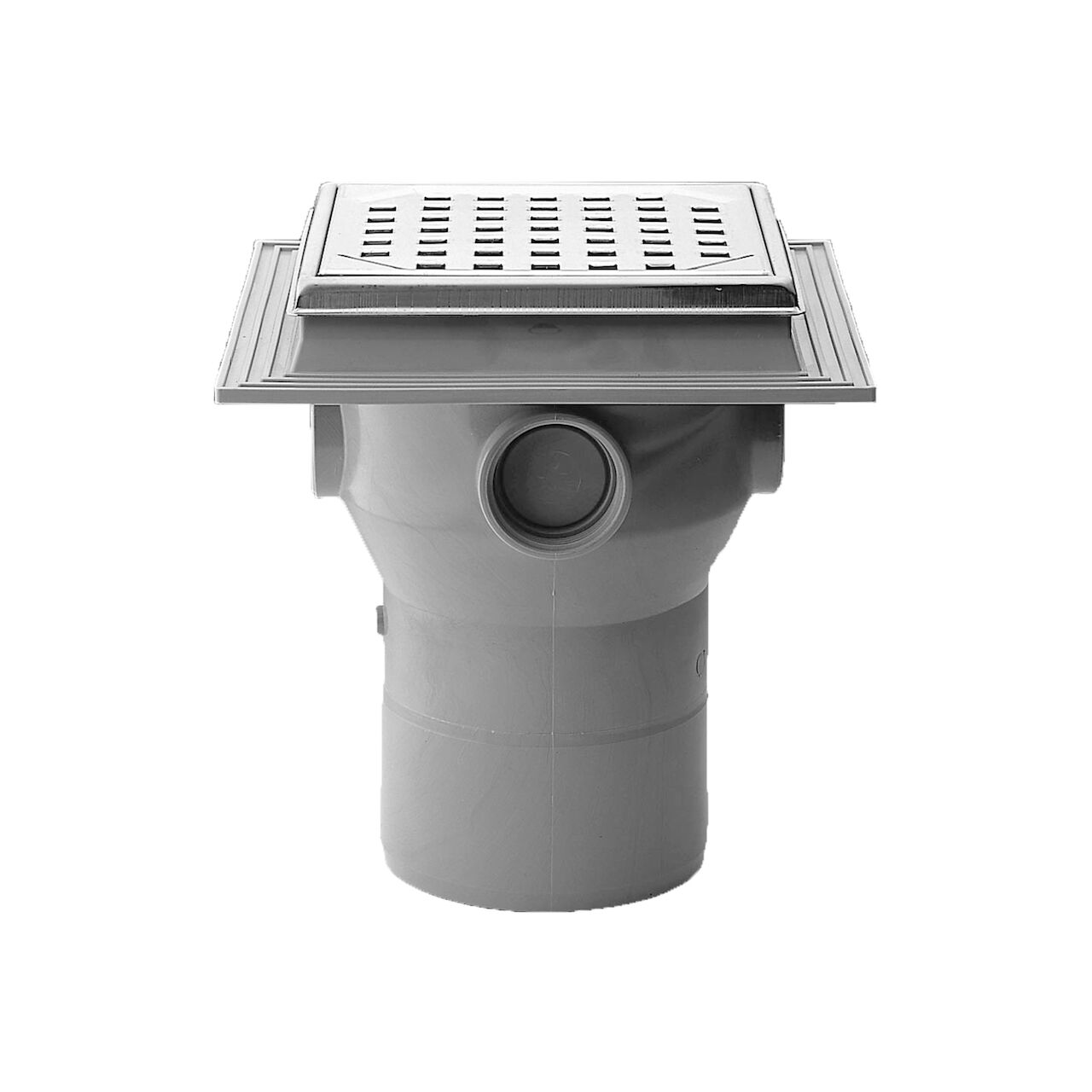 MaxiFlex afløbsskål 4 indløb Ø110 lodret med rist og ramme
